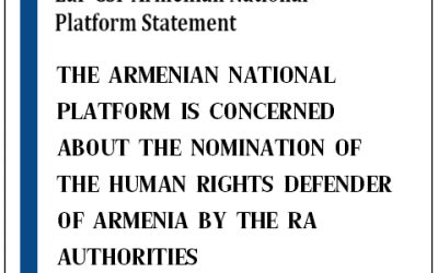 The Armenian National Platform is concerned about the nomination of the Human Rights Defender of Armenia by the RA authorities